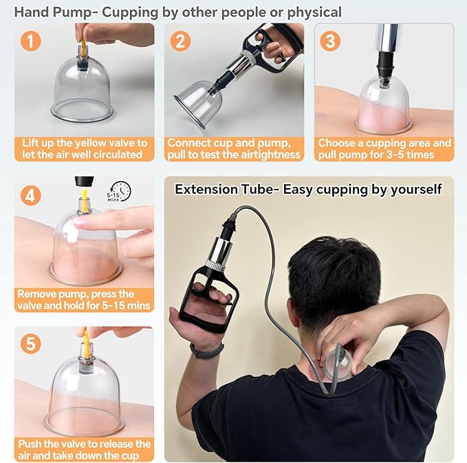 Cupping Therapy Set, 24 Massage Cups Cupping Set with Pump Vacuum Suction Cups for Body Cellulite Massage Back Pain Relief, Chinese Acupoint Physical Hijama