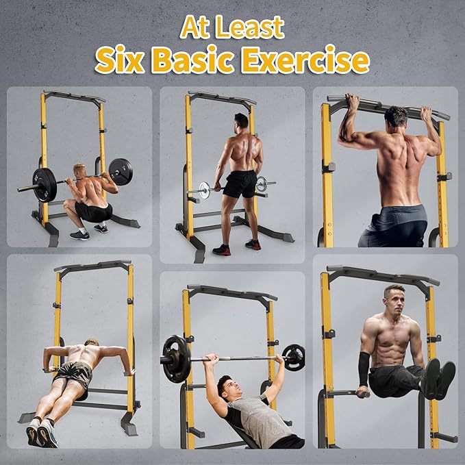 ZENOVA Pull Up Bar Dip Bar Squat Rack Workout Dip Station Height Adjustable Free Standing Chin Up Bar