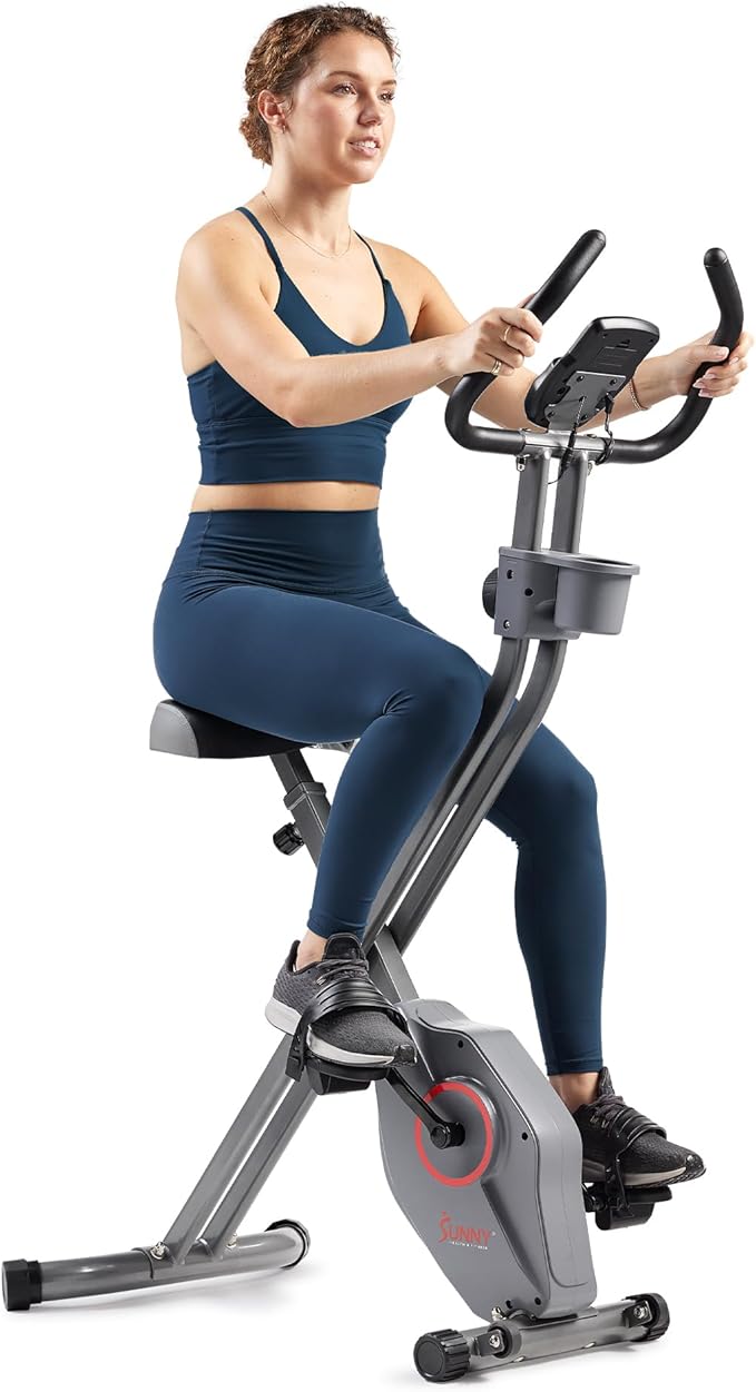Sunny Health & Fitness Sunny Health & Fitness Smart Folding X-Bike, Portable Compact Exercise Bike for Indoor Cycling Workout, Home Cardio Training Machine, Free SunnyFit App Bluetooth Connect