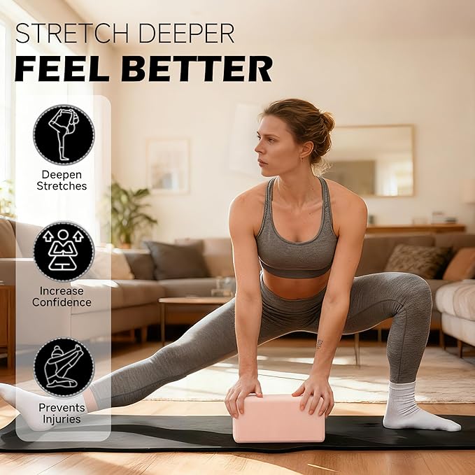 Leikefitness Yoga Blocks 2 Pack,Lightweight-High Density Eva Foam Soft Non-Slip for Yoga, Pilates, Meditation 9"×6"×3"