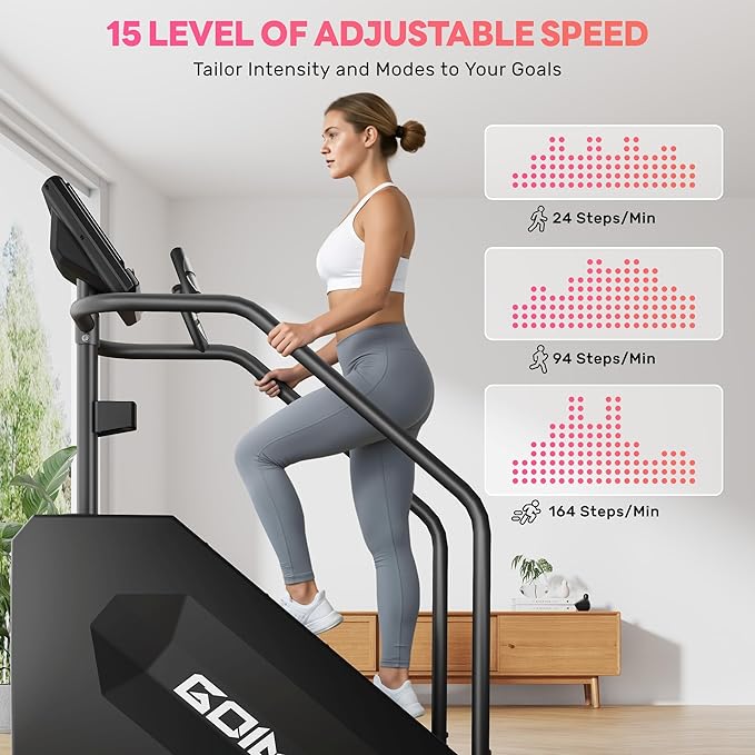 T1 Stair Stepper Machine, 550Lbs Commercial Grade Stair Climber for Home with 15 Resistance Level and LED Screen, Stepmill Exercise Machine for Cardio and Full Body Workouts, 24-164 Steps/Min