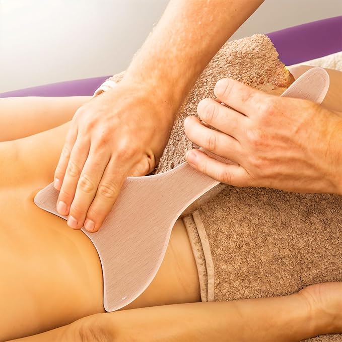 Gua Sha Wood Therapy Massage Tool for Lymphatic Drainage, Cellulite Removal, and Body Sculpting - One-Handed Anti-Cellulite Massager for Muscle Tension Release