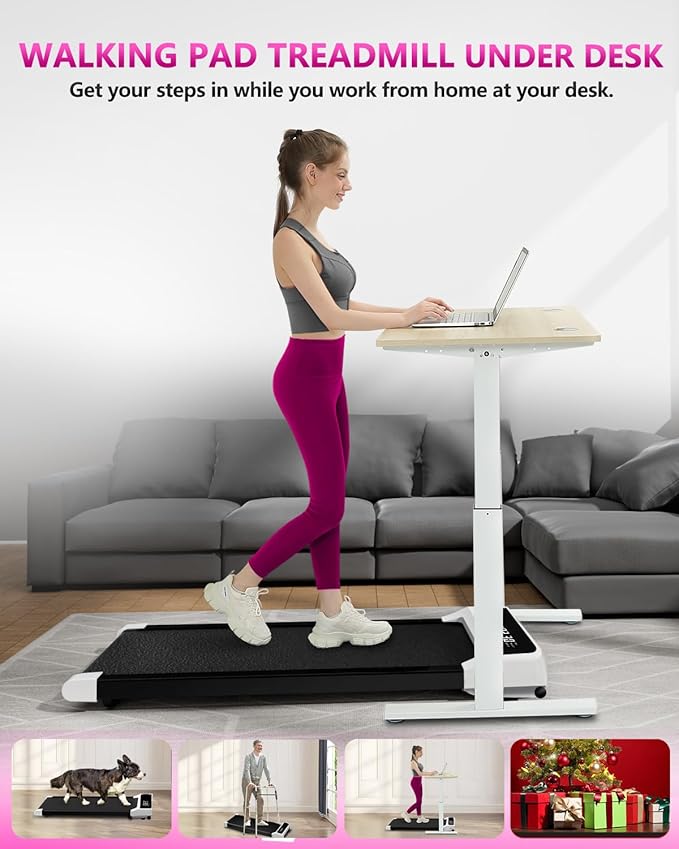 Walking Pad Treadmill with Incline,Under Desk Treadmill with Incline 2 in 1 for Walking and Jogging,2.5HP Compact Incline Walking Pad for Home Office with Remote Control