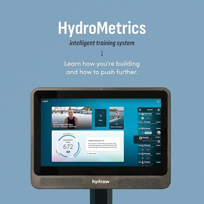 Hydrow Wave Rowing Machine with 16" HD Touchscreen & Speakers - Foldable | Live Home Workouts, Subscription Required