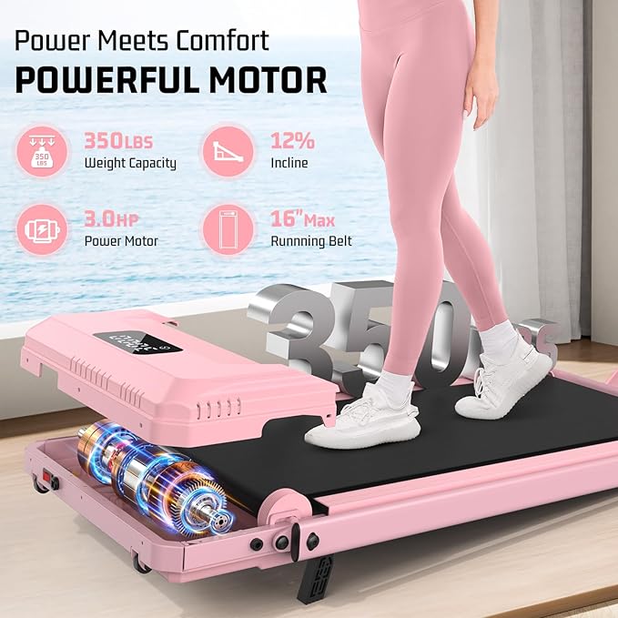 FUNMILY Upgrade Walking Pad Folding Treadmill with 12%/15% & Handle Bar, 3.5HP Foldable Under Desk Compact Treadmills for Home/Office/Gym, 400+lb Capacity, Shock Absorption