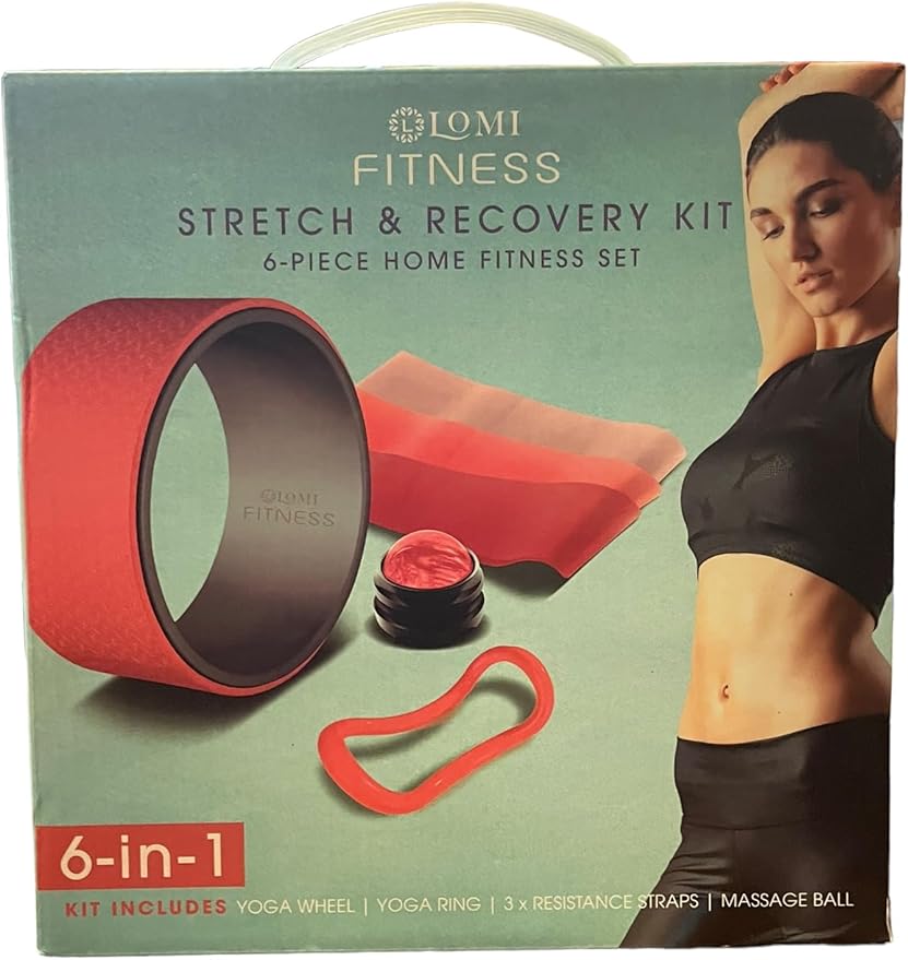 Generic Lomi Fitness Stretch & Recovery Kit 6 Piece Home Fitness Set, Red