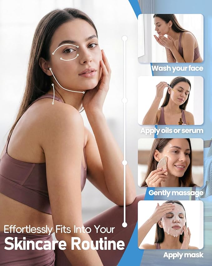 Non-Slip Grip Stainless Steel Gua Sha Tool for Face, 2026 Updated Ribbed Facial Guasha Massage Tool Cooling Metal Face Massager Scraper for Jawline Sculpting Cheeks & Chin, Present for Women Mother