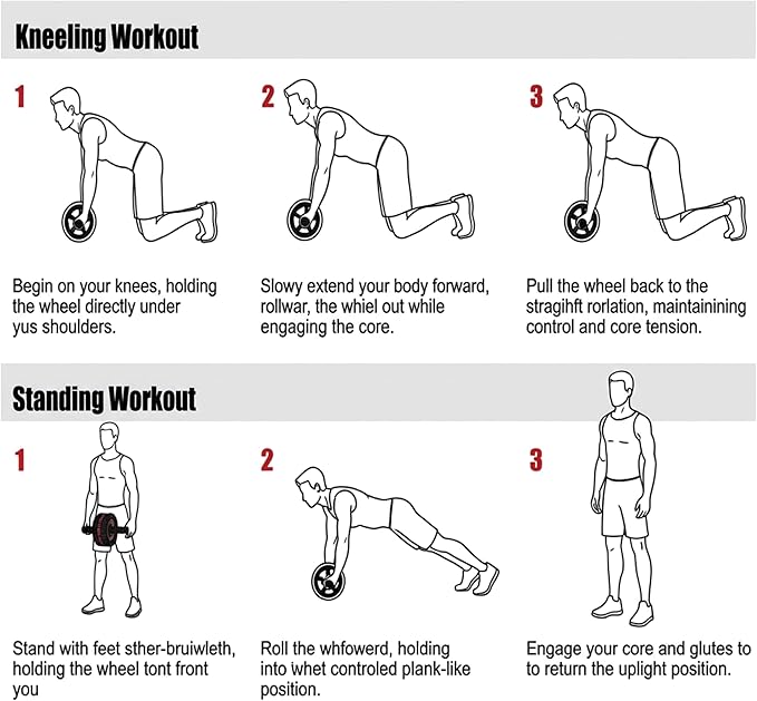Ab Roller Wheel for Abs Workout - Core Strength Training Equipment for Home Gym with Knee Pad, Abdominal Exercise Wheel for Men and Women