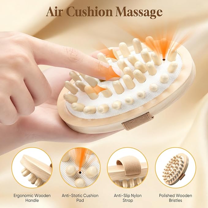 awrose 2 Packs Wood Therapy Massage Tools, Manual Meridian Massage Body Brush for Body Sculpting, Wooden Scalp Massager Tools for Cellulite Reduction, Muscle Pain Relief, Birthday Gifts for Women Men