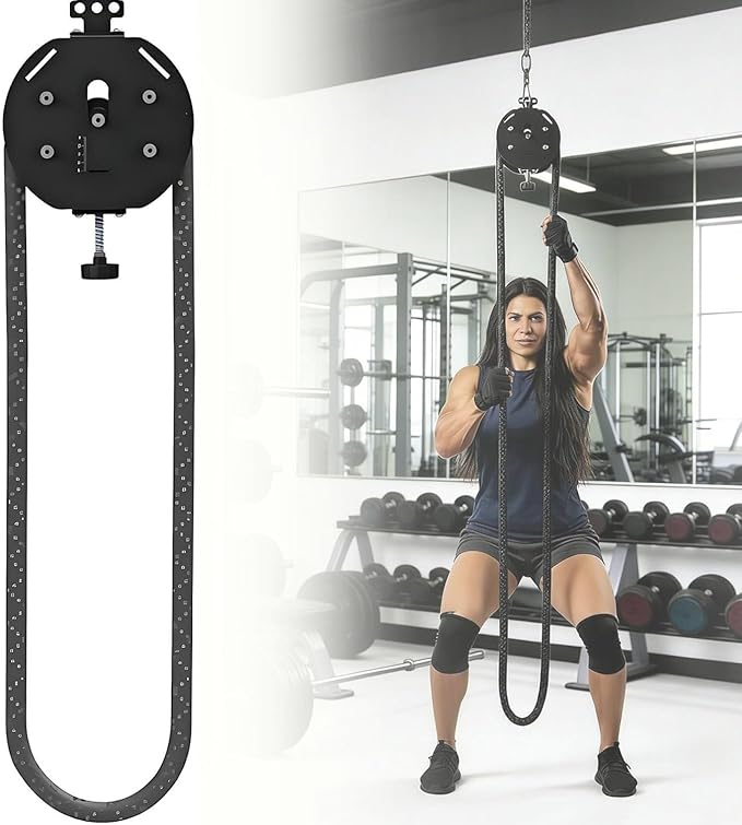 Endless Rope Trainer, Resistance Trainer Machine, Pulley Puller Fitness Rope Training Kit, Pulley String Climbing Machine Adjustable Resista, 4m/13.12ft Closed-Loop Nylon String, Home Gym