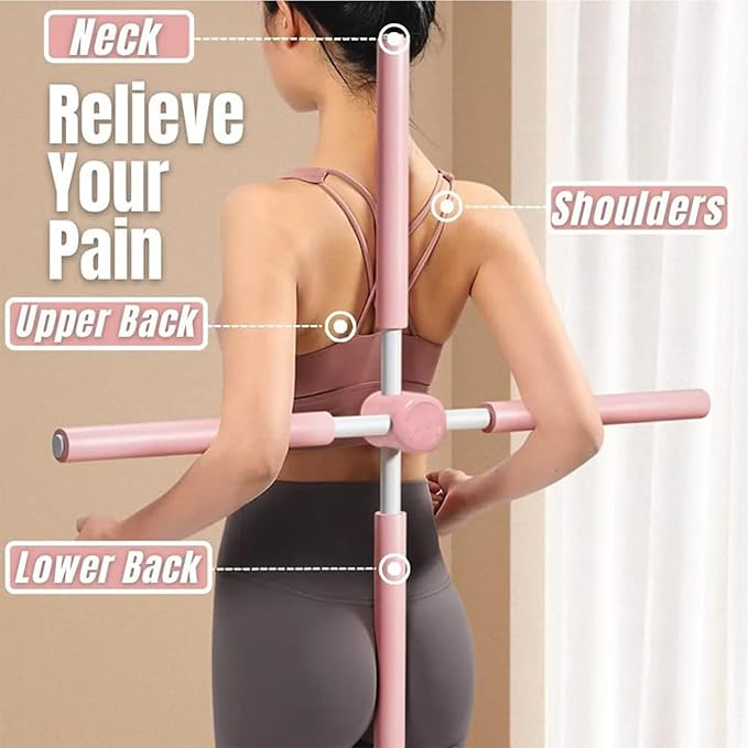 Yoga Stick - Back Alignment Tool, Neck Training Equipment, Spine Straightening Rod, Correction Device, Stretching Fitness Gear | Travel-Friendly Back Stretcher for Sitting, Offices, Home