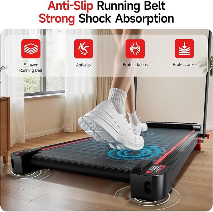 RHYTHM FUN Treadmill with Incline, Walking Pad with Handle Bar,300lbs Walking Pad with APP, Portable Folding Walking Treadmills for Home/Office with Low Noise