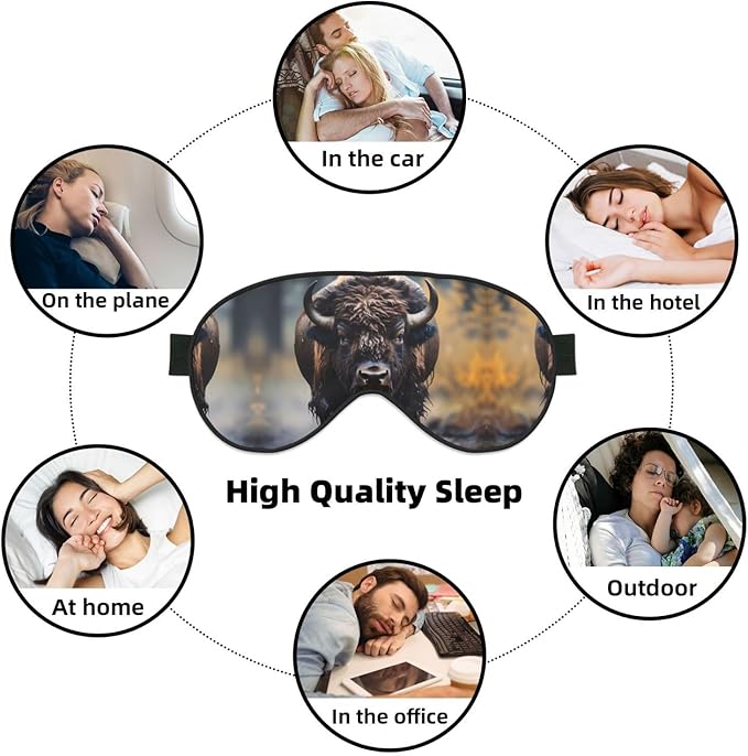 North American Bison Head-Mounted Double-Sided Light-Blocking Sleeping Eye mask to Protect Eyes and Relieve Eye Fatigue