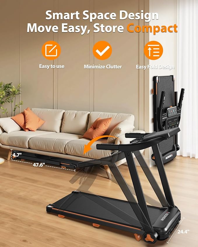 Foldable Treadmill for Home with Incline - Extra Large Dual LED Screen, 8.5MPH Max Speed, Bluetooth Speaker, 280LBS Capacity, 3HP Home Office Treadmills for Running Jogging Walking