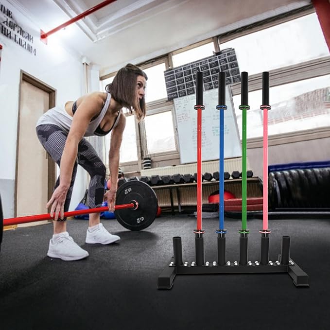 Freestanding Barbell Holder, Vertical 6 Bar Storage Rack for 2" Olympic Bars, Durable Barbell Stand, Space-Saving Floor Stand for Weight Bar and Specialty Bars