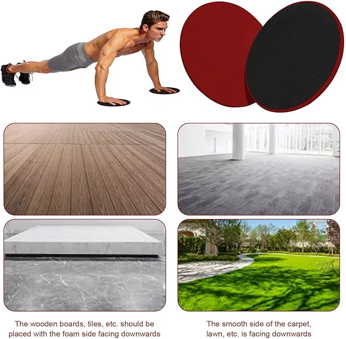 Exercise Core Sliders Glid Discs 2 Pack - Dual-Sided Workout Sliding Discs for Home Gym, Pilates, Physical Therapy, Ab & Full Body Training