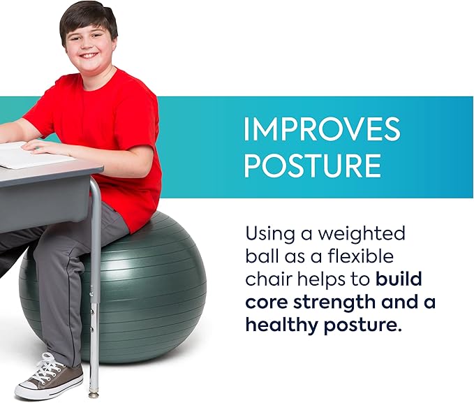 Bouncyband Balance Ball – Create Flexible Seating to Improve Focus at School, Office, or Home with This No-Roll Weighted Ball