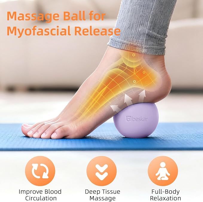 Massage Lacrosse Balls for Myofascial Release, Trigger Point Therapy and Yoga Therapy, Foot Massage Ball to Relieve Plantar Fasciitis Purple