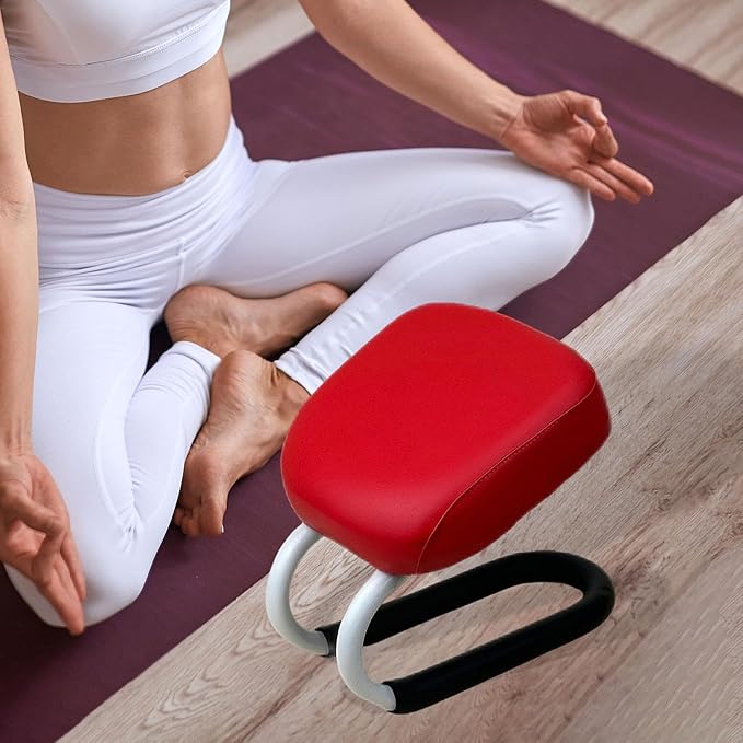 Kneeling Meditation Stool Prayer Stool with Anti Slip Cover Portable Meditation Bench Seat for Praying Adults Prayer, red
