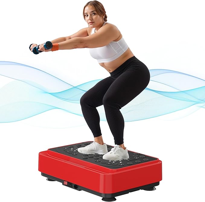 Vibration Plate Machine with Resistance Bands, 99 Speed Levels, 450LBS Capacity, Remote Control , Full Body Workout for Weight Loss & Lymphatic Drainage