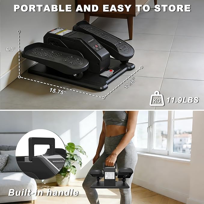 Under Desk Elliptical Machine, Electric Ellipse Leg Exerciser for Senior, Quiet and Compact Electric Seated Pedal Exerciser for Home with Display Monitor, Remote Control and 12 Adjustable Speeds