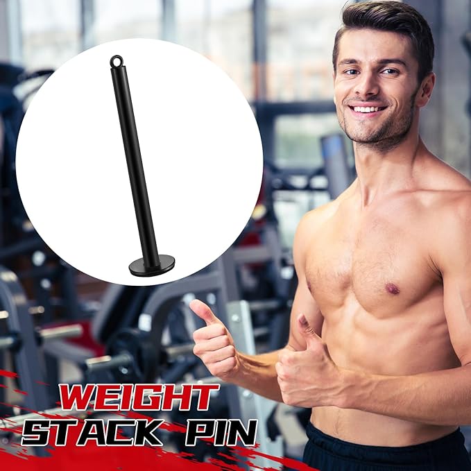 Lasnten 2 Set Weight Loading Pin with Clip Heavy Duty Attachment Fit 1 Inch Weight Plate for LAT Cable Pulley System Gym (Diameter 0.8 Inch)