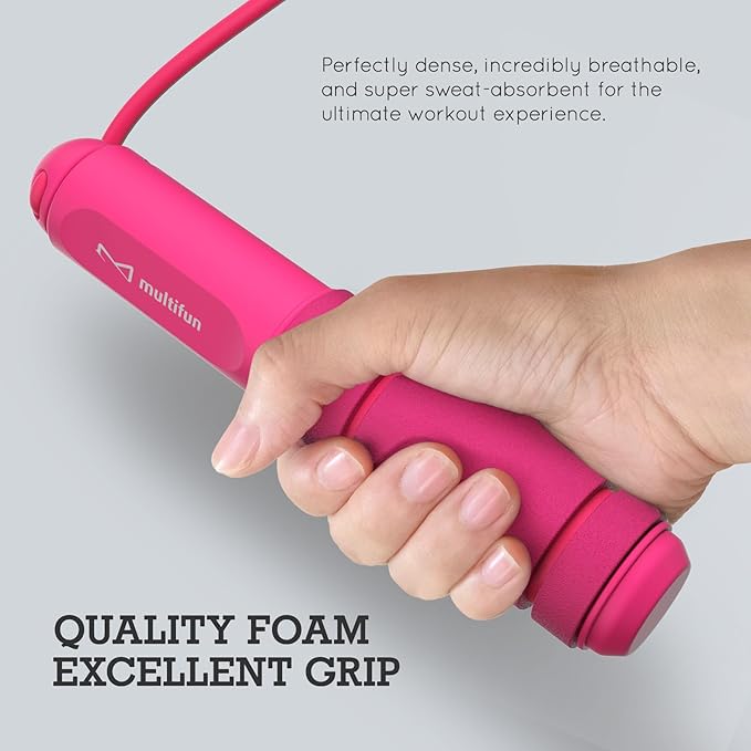 multifun Digital Jump Rope with Smart Counter & Timer - Adjustable Speed Skipping Rope for Fitness, Weight Loss, Boxing, MMA - Tangle-Free Ball Bearings & Anti-Slip Handles for Men, Women, Kids