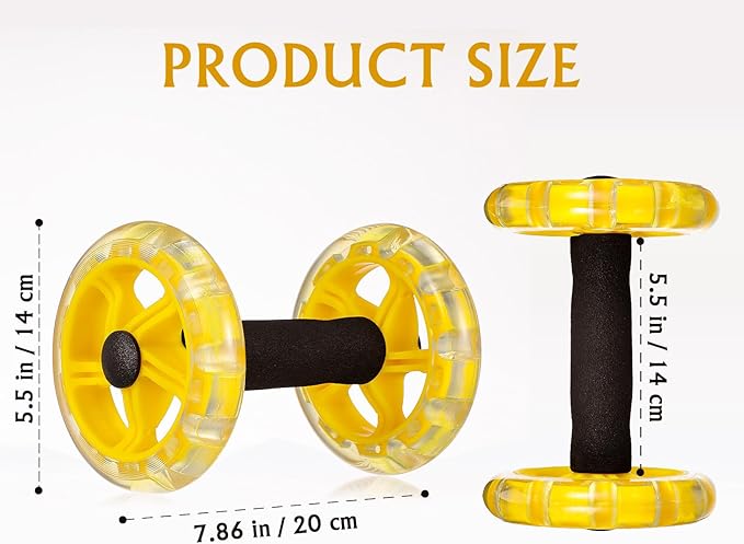 Fitness Ab Roller Wheel Twin-wheel Core Strengthening Exercise Device for Home Gym Abdominal Workout Yellow