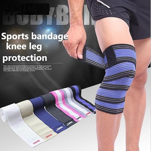 Runworld (1 Pair Elastic Breathable Knee Brace Compression Bandage Wraps Pain Relief Straps Support Wraps Sleeve for Men Women Cross Training WODs,Gym Workout,Fitness & Powerlifting (Rose/White)