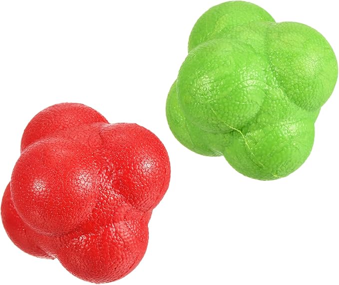 2 Pack Bounce Reaction Ball - Coordination Training Ball, Wear-Resistant, Apply to Tennis/Softball/Badminton Training (57 x 57mm, Red Green)