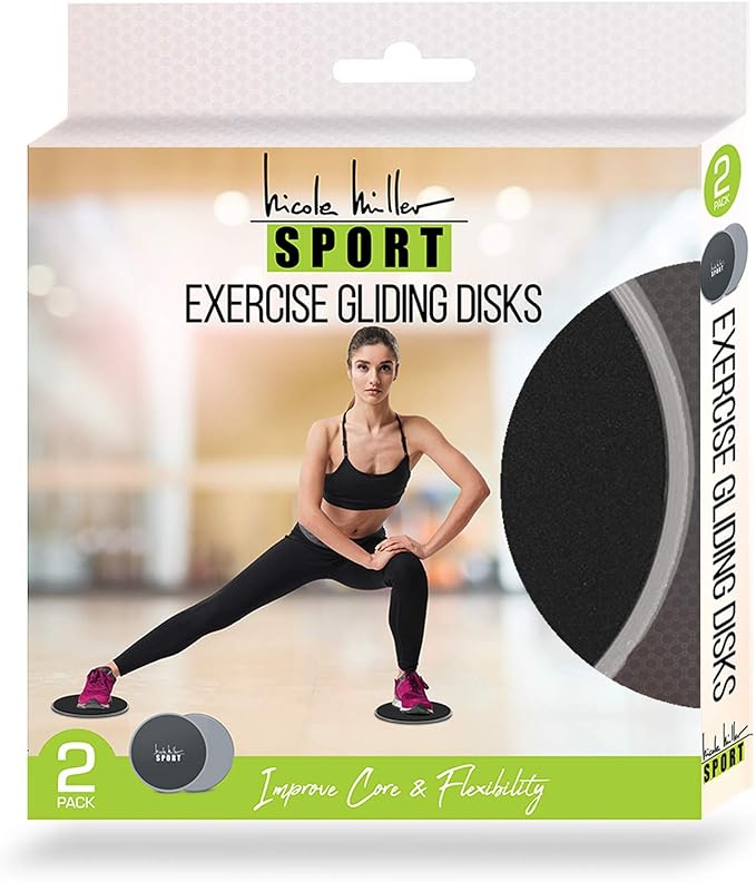 Nicole Miller Exercise Sliders for Fitness Workout [2PK], Double Sided Gilder Strength Slides Discs Work Smoothly on Any Surface for Stretch Strength Core Exercise