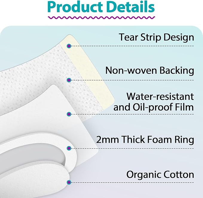 125 Pcs Castor Oil Patches for Belly Button, Self-Adhesive Disposable Castor Oil Pack Wrap with Cotton, Highly Absorbent Core, Breathable and Soft (Patch Only (Oil Not Included))