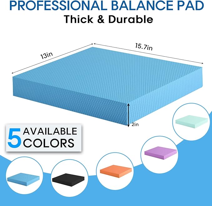 Balance Pad – Stability Trainer for Balance, Stretching, Physical Therapy, Exercise, Mobility, Rehabilitation and Core Training Non-Slip Closed Cell Foam Premium Balance Pad Knee Pad