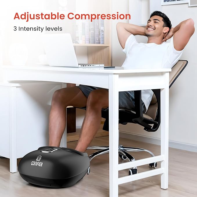 COMFIER 2025 Upgrade shiatsu Foot Massager for Neuropathy,Plantar Fasciitis,Foot Massager with Heat,Remote Control,Pause Function, feet Massager with Compression,Vibration,Gift for Men Size 13