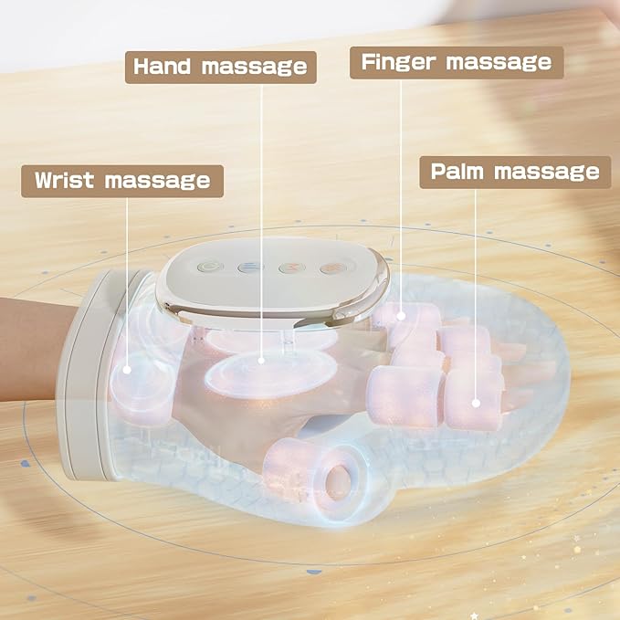 Hand Massager with Heat and Compression - Cordless Electric Hand and Wrist Massager for Arthritis, Carpal Tunnel & Finger Pain Relief - 5 Levels 3D Wave Pressure, 3 Heat Settings - Ideal Gift