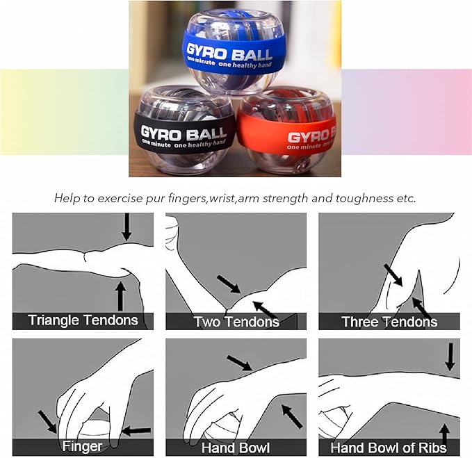 Wrist Strengthener Ball Forearm Exerciser Auto-Start Wrist Gyro Ball, Lotorr Ball Used to Strengthen Arms, Fingers, Wrist Bones and Muscles
