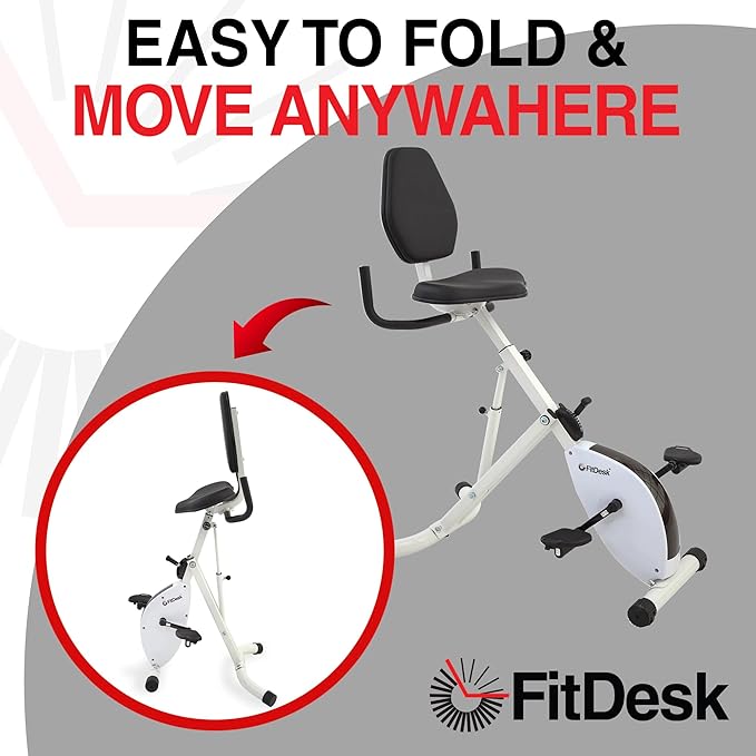 FitDesk Standing Exercise Bike Desk 3.0, Adjustable Height Indoor Cycling Trainer with Laptop Tray, Portable Stationary Fitness Desk for Home Office, Foldable Exercise Workstation, Supports 300 lbs
