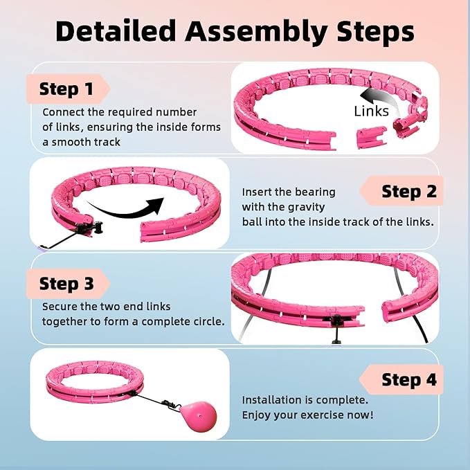 Weighted Hula Infinity Fitness Hoop for Adult Weight Loss, 2 in 1 Smart Fitness Workout Hula Circle Hoops with 28 Detachable Knots, Exercise Fit Hoop Suitable for Women and Beginners