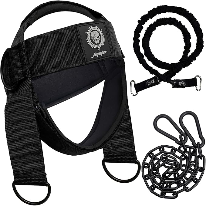 Neck Harness for Increases Neck Core Strength - Neck Exerciser with 30" Heavy Duty Steel Chain for Safely Lifting Weights Up to 280 lbs