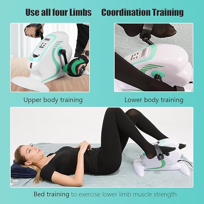 Motorized Pedal Exerciser, Mini Electric Pedal Rehabilitation Machine, 12 Levels Speed Adjustment, Portable Fitness Cycle for Arm/Leg Exercise, Seniors Rehab Training