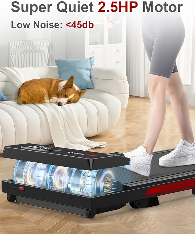 Incline Walking Pad with Handle Bar, Foldable Portable Under Desk Treadmill for Home Office, Ultra Quiet <45dB, Safety Lock, 300+ LB Capacity