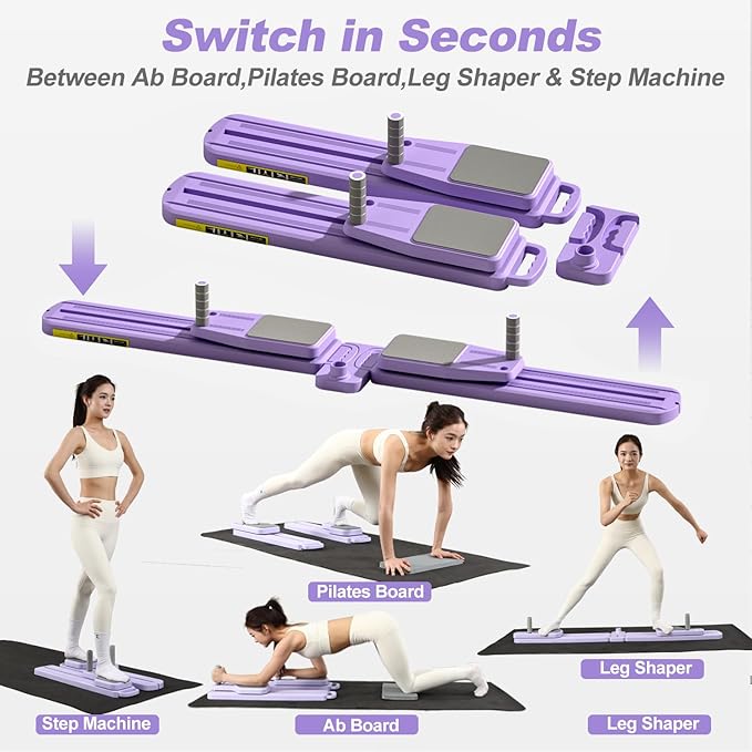 Upgraded Split Pilates Reformer Board - Foldable Pilates Board with Resistance Bands & Handrail, Multifunctional Rebound Abdominal Board Ab Trainer, Pilates Machine Full Body Workout at Home