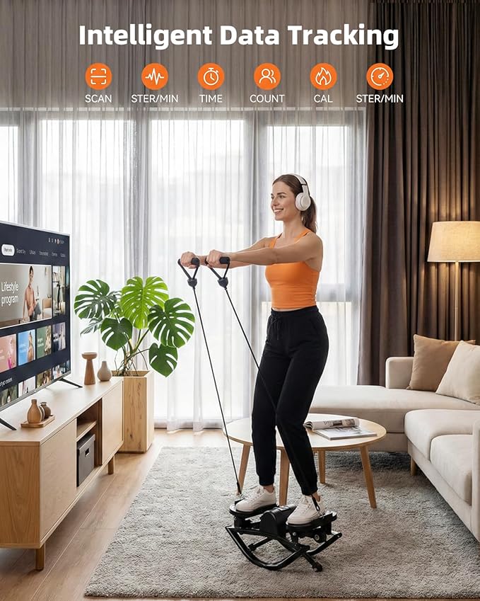 Rock Fitness Stepper for Exercise at Home, Motion Stair Stepper with Resistance Bands for Full Body Workout, Aerobic Workout Machine Fitness Equipment