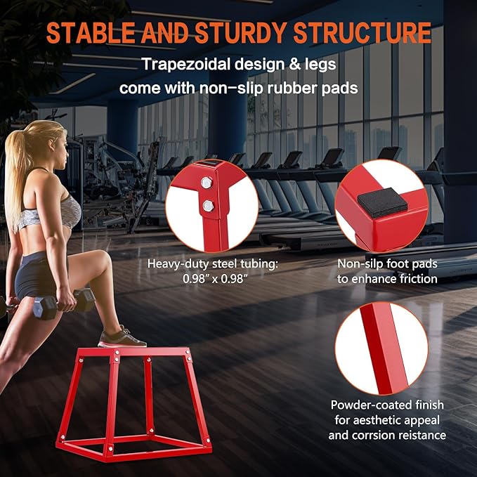 Plyometric Jump Box 3 Pcs Set, 12/18/24 Inch Fitness Exercise Platform, Steel Anti-Slip Step Up Box Jumping Agility Box for Home Gym Strength Training Workout