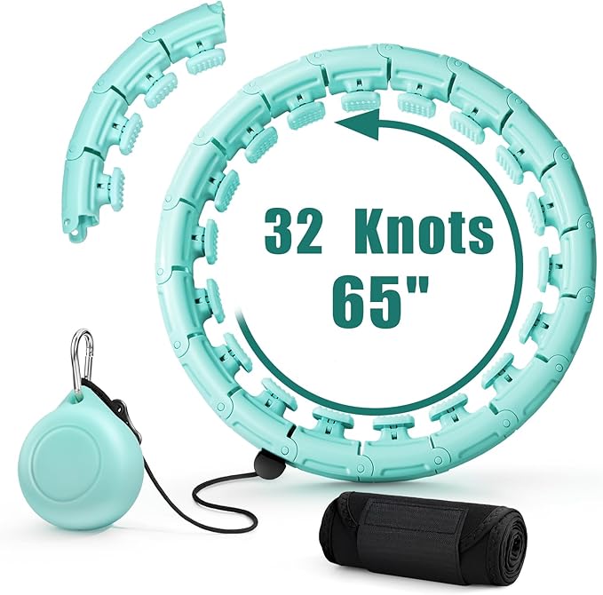 Weighted Fit Hoop Plus Size with Extra Sweat Belt for Adult Weight Loss, 32 Detachable Links Smart Fitness Hoop, Fitness and Massage 2 in 1, Great for Adults and Beginners