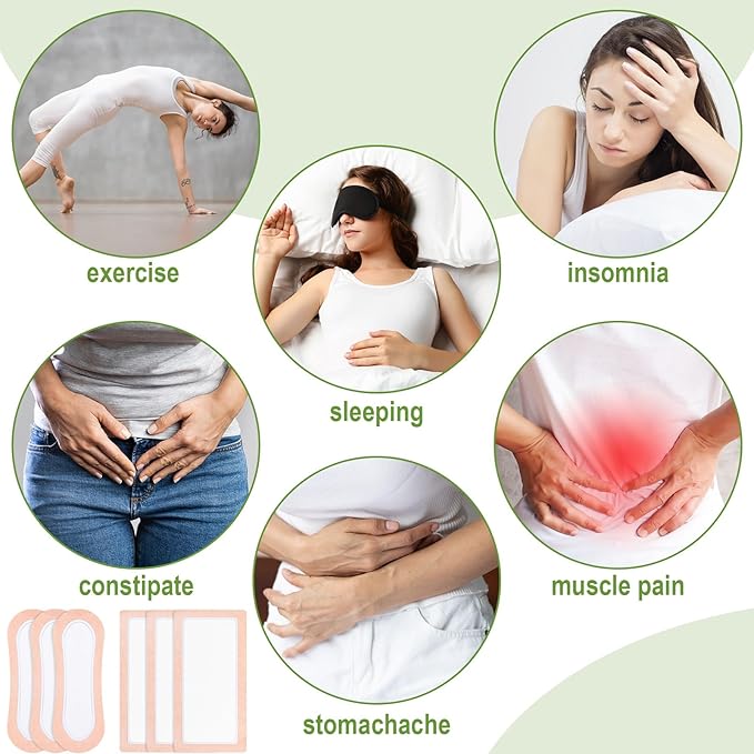 Geiserailie 40 Pcs Large Castor Oil Pack Wrap Kit Disposable Castor Oil Patches Large Self Adhesive Pads for Belly Back Neck Waist Stomach Knee Arm, Portable, Anti Massage Oils Leak, No Wash
