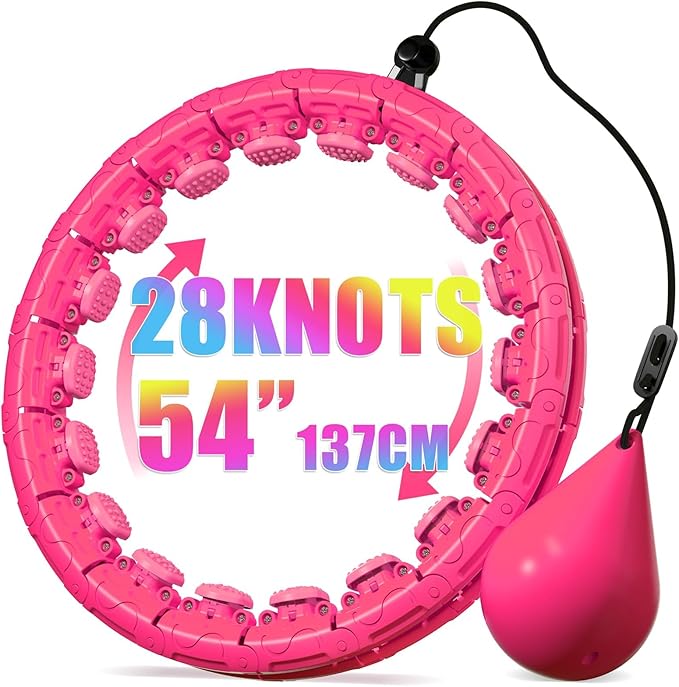 Weighted Hula Infinity Fitness Hoop for Adult Weight Loss, 2 in 1 Smart Fitness Workout Hula Circle Hoops with 28 Detachable Knots, Exercise Fit Hoop Suitable for Women and Beginners