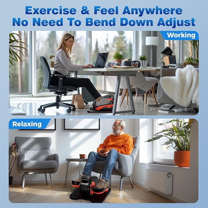 GORISE Under Desk Elliptical Exercise Machine, Leg Exerciser as Seen on TV with Foot Massage, Seated Pedal Exerciser with Remote Control & 10 Adjustable Speed for Seniors & Women Home Ussage, Model A