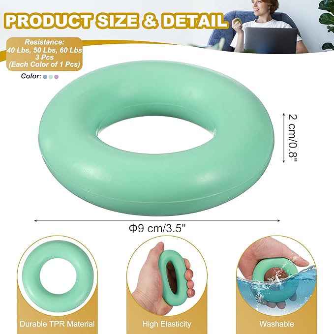 Grip Strength Trainer Rings, Portable Hand Grip Strengthener Finger Forearm Strengthener - Fitting for (Athletes/Rock Climbing/Workout/Fitness)