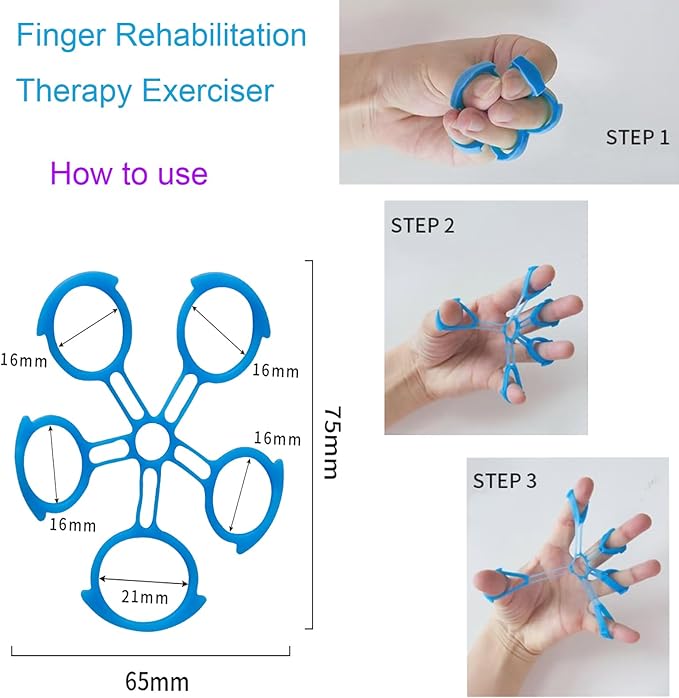 Hand Exerciser Ball and Finger Stretcher, Hand Grip Strengthener Trainer, Squeeze Balls, Wrist Pain Relief (Pink)